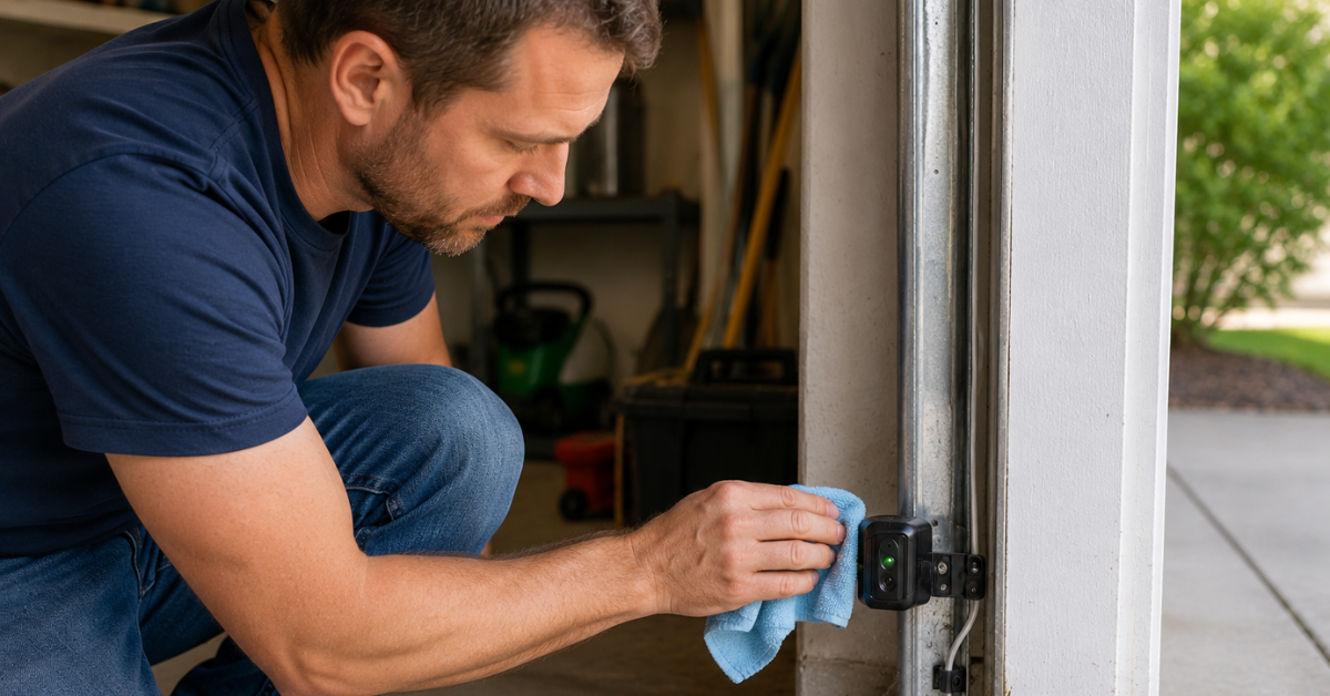 Cleaning the garage door sensor